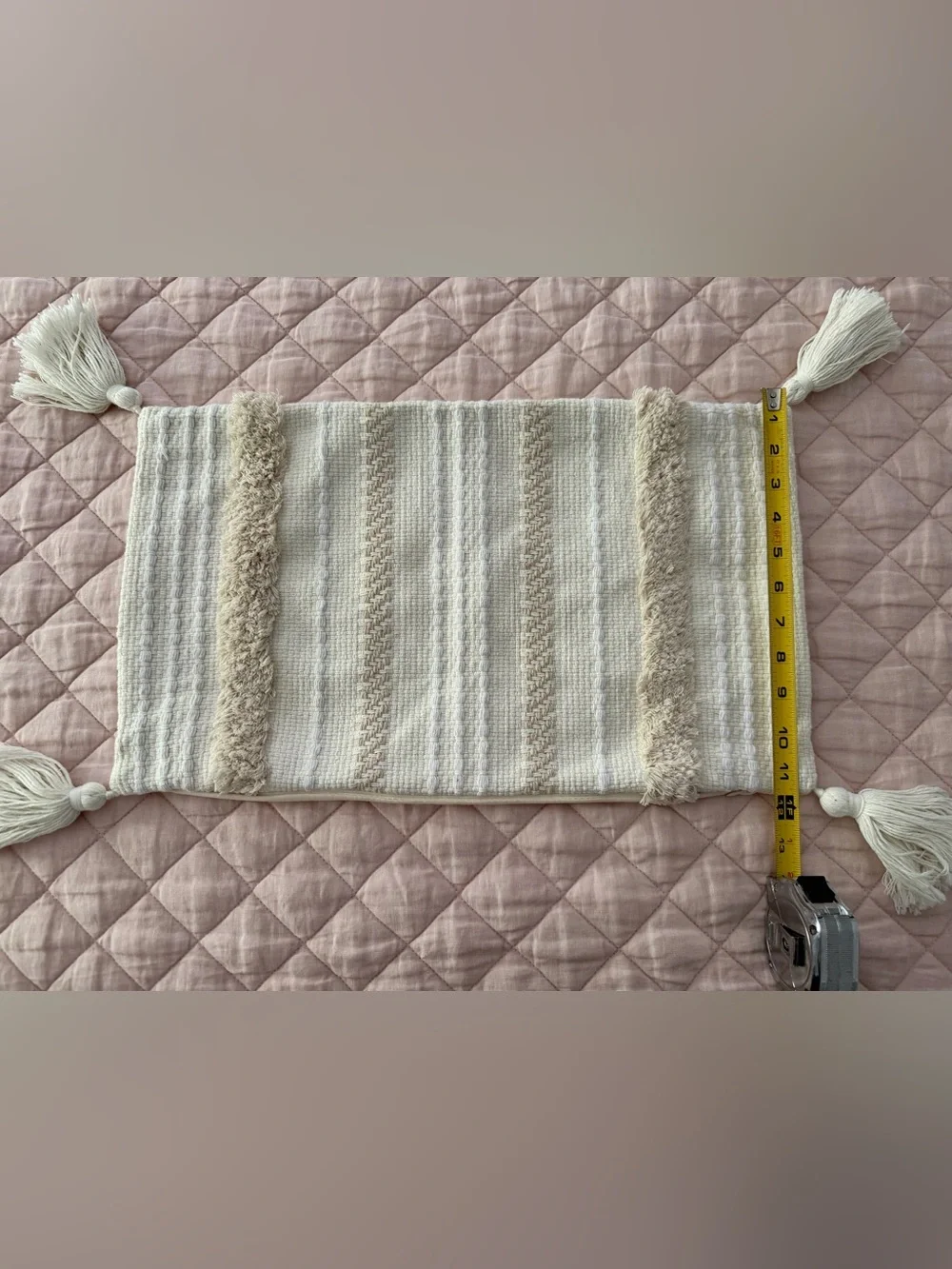 Neutral Beige & Cream Striped lumbar pillowcase